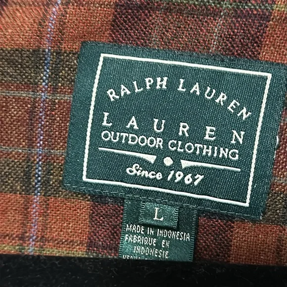 Rare Ralph Lauren Outdoor Clothing Lambs Wool Plaid Leather Coat Jacket